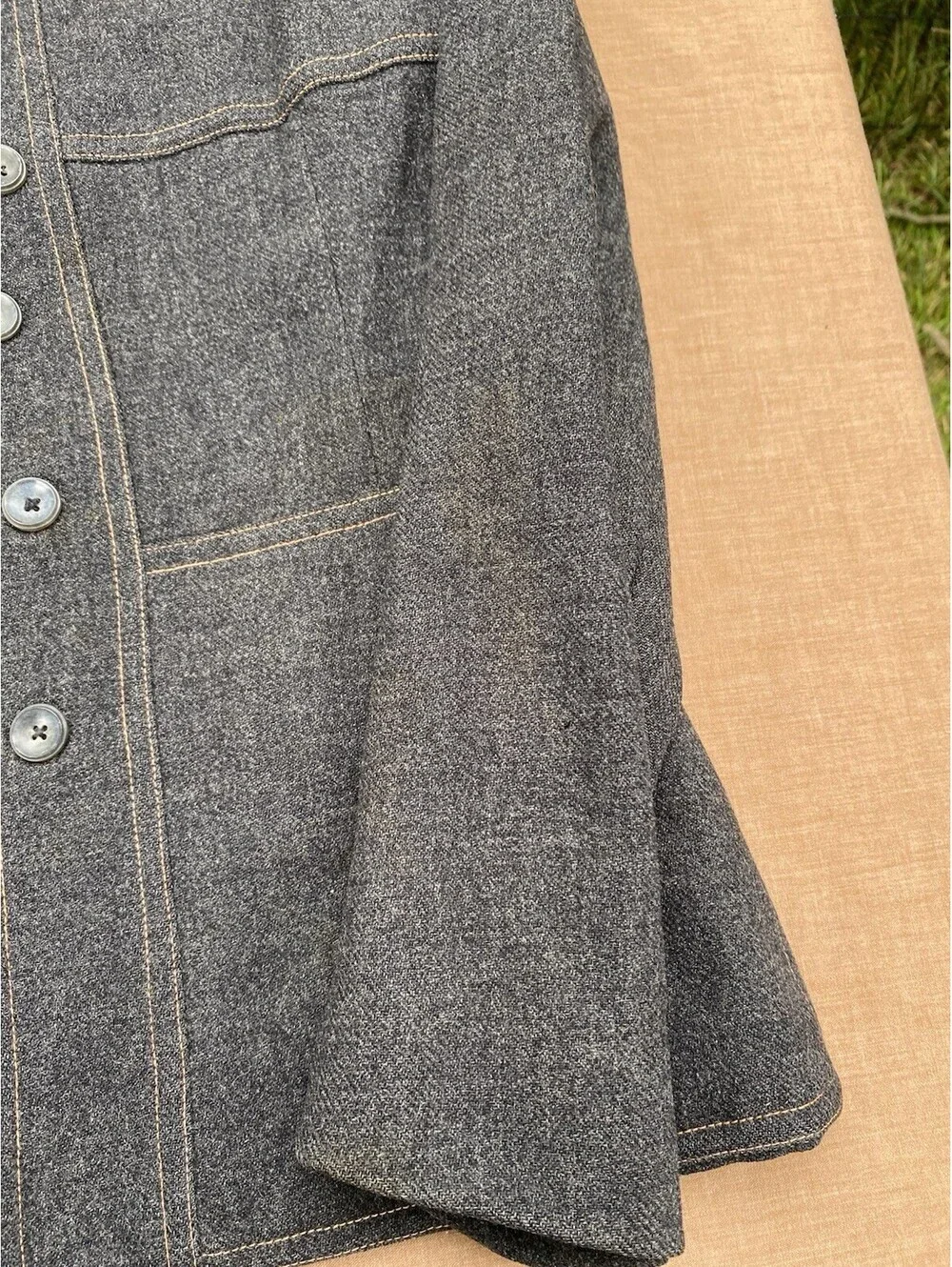 Vintage 1950s National Denim Coat Charcoal Gray Demin Suit Jacket Lined W/Liner